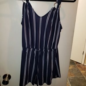 Blue and white stripes romper